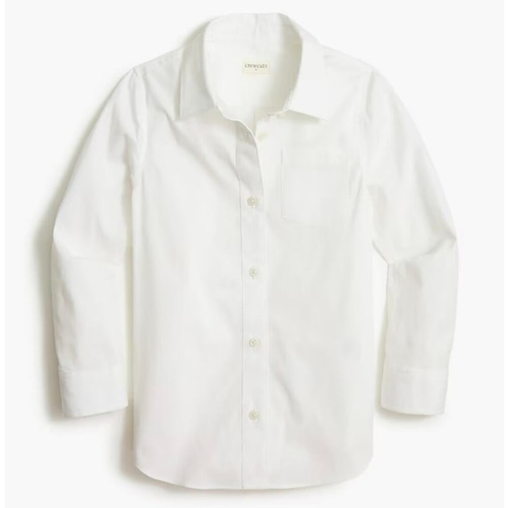 NWT J.Crew Crewcuts Girls' Cotton-Blend Button-Up Shirt In White Size 8